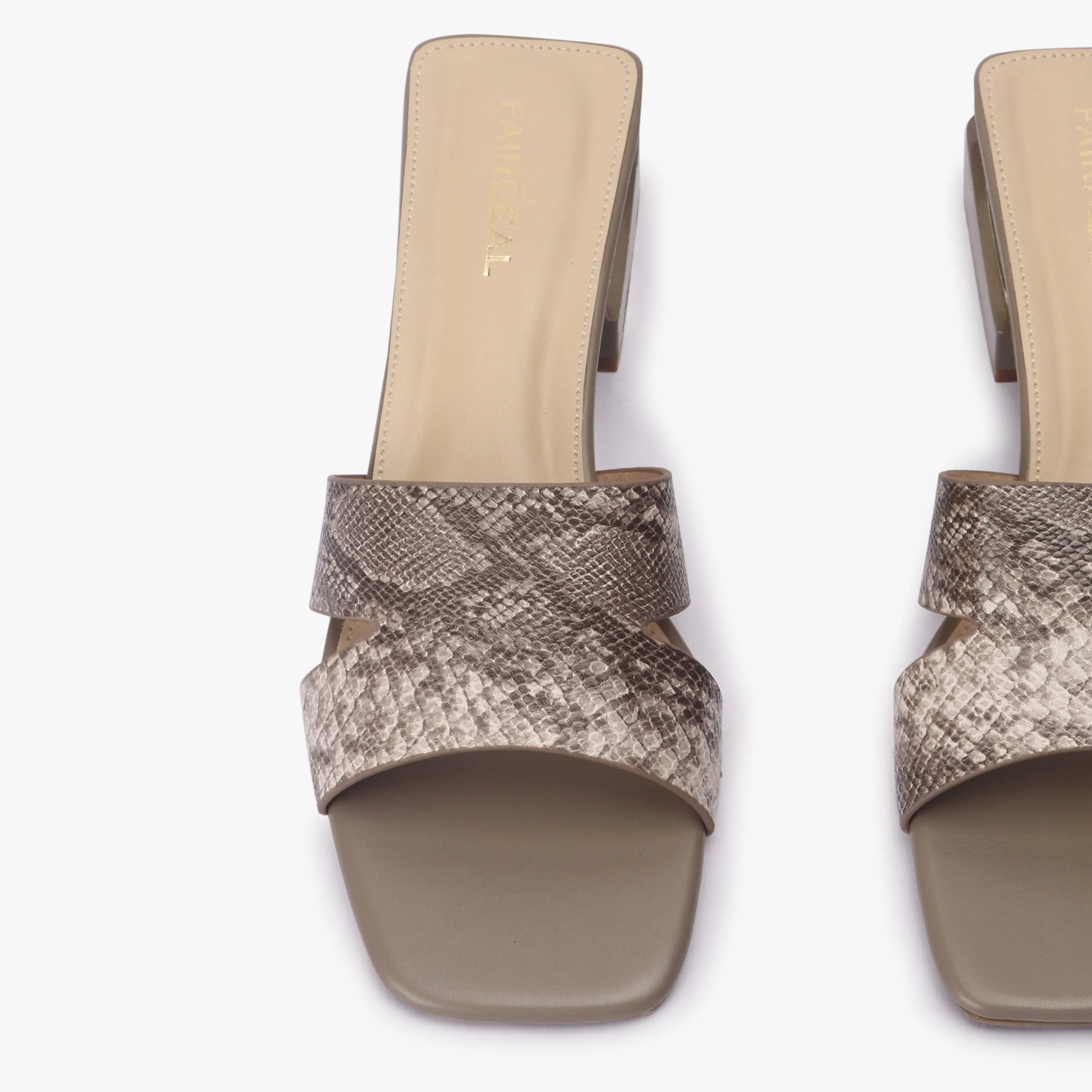 Snake Pattern Embellished Flat Mules
