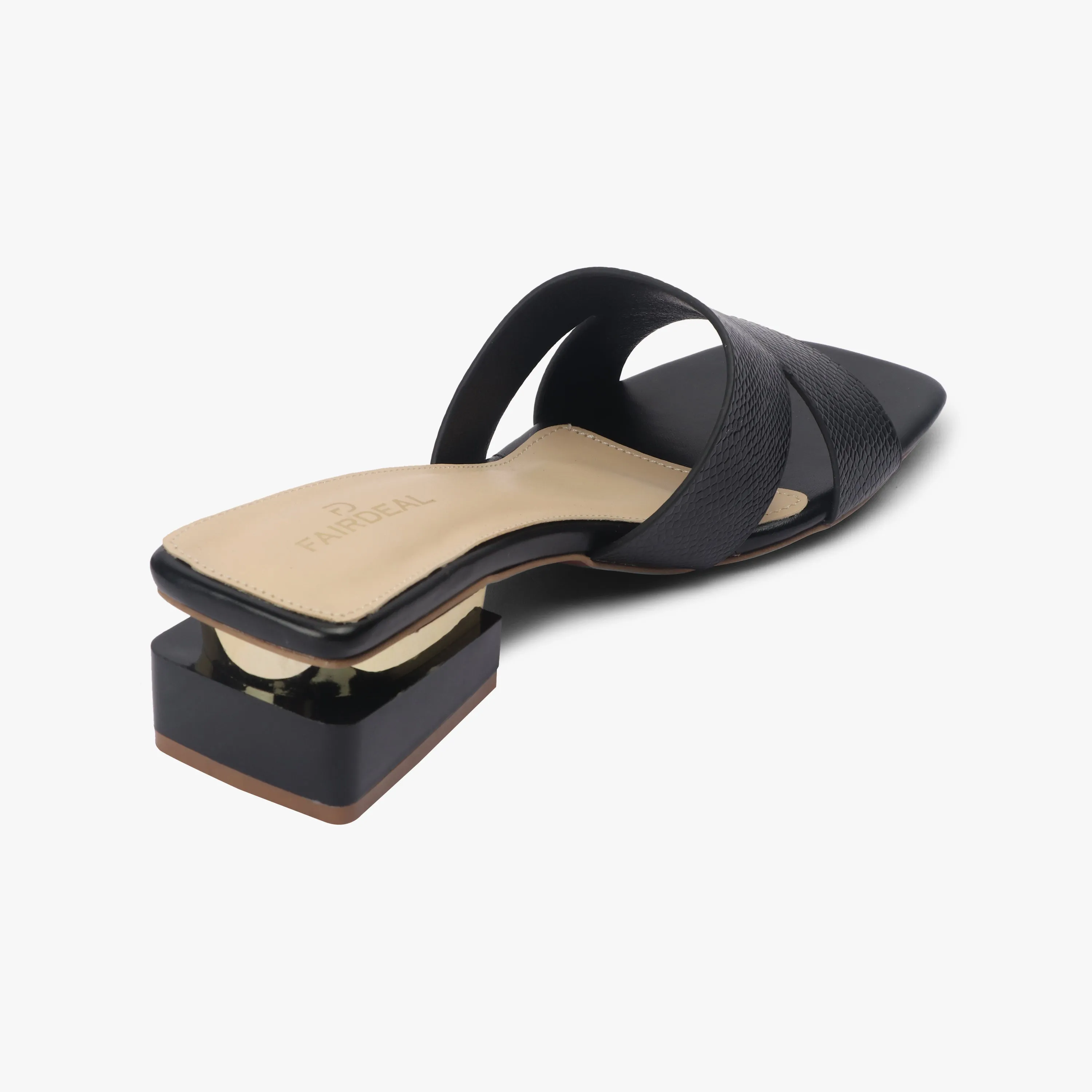Snake Pattern Embellished Flat Mules