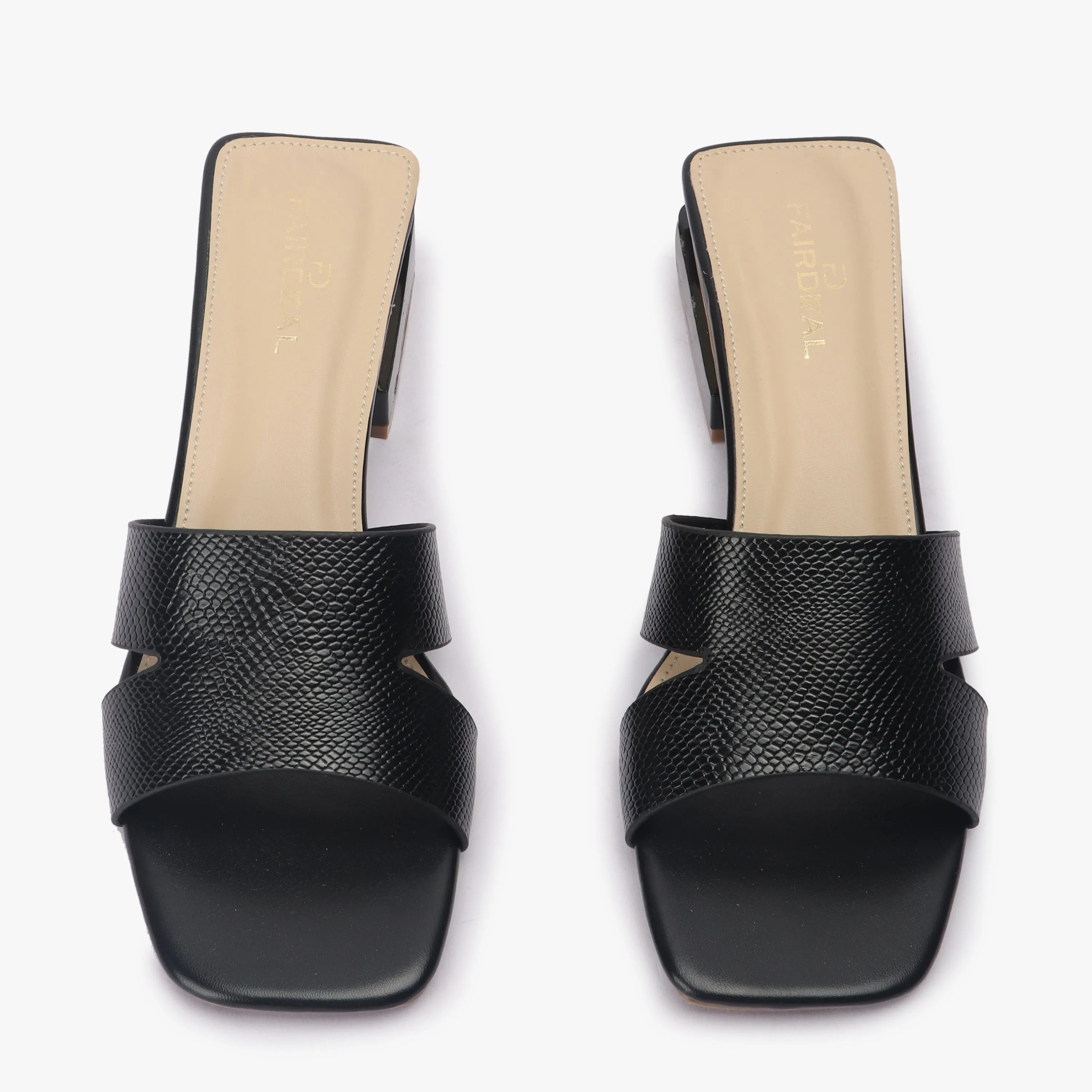 Snake Pattern Embellished Flat Mules