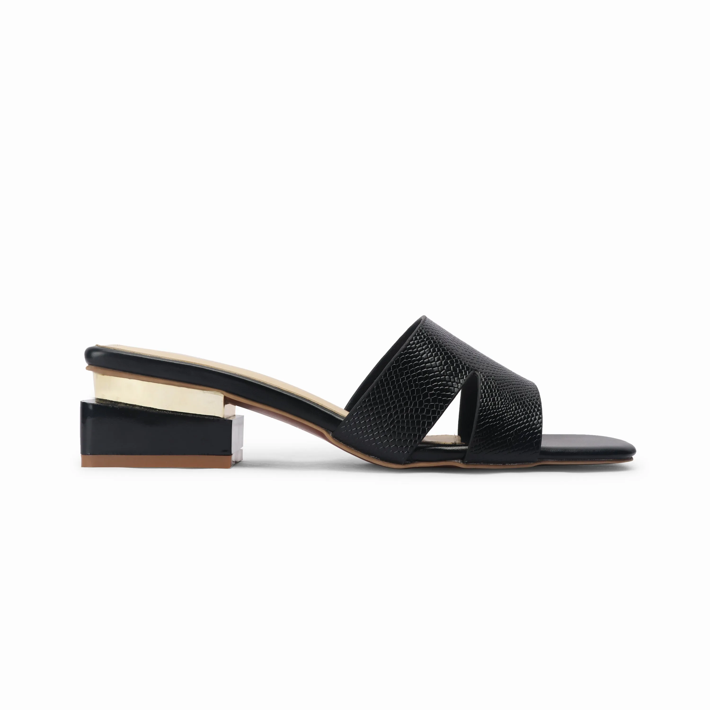 Snake Pattern Embellished Flat Mules