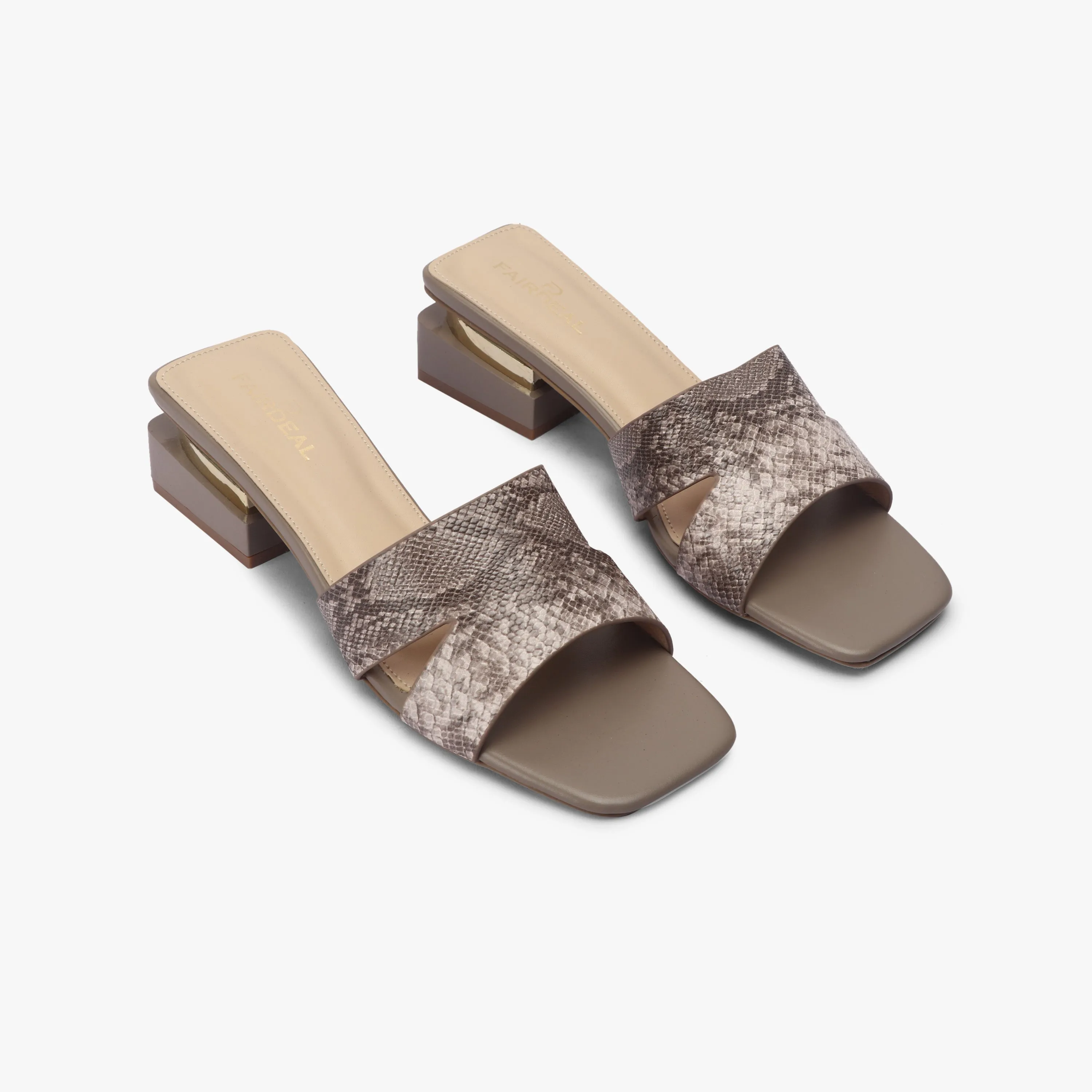 Snake Pattern Embellished Flat Mules