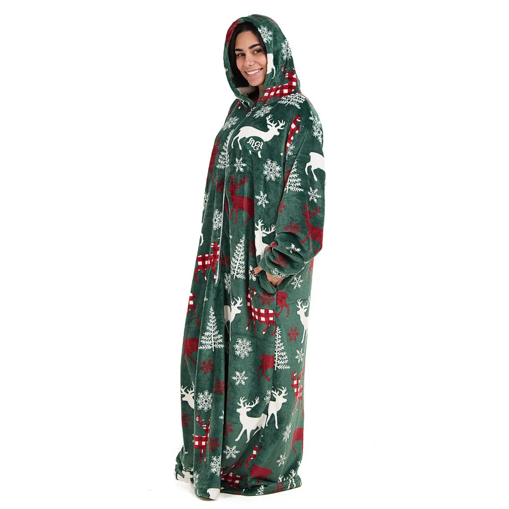 Snuggs Wearable Blanket Monk Green Christmas Deer