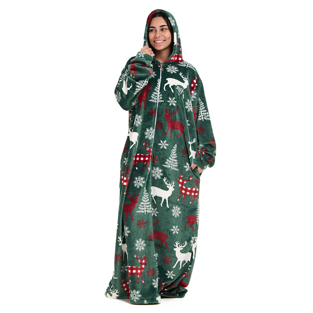 Snuggs Wearable Blanket Monk Green Christmas Deer
