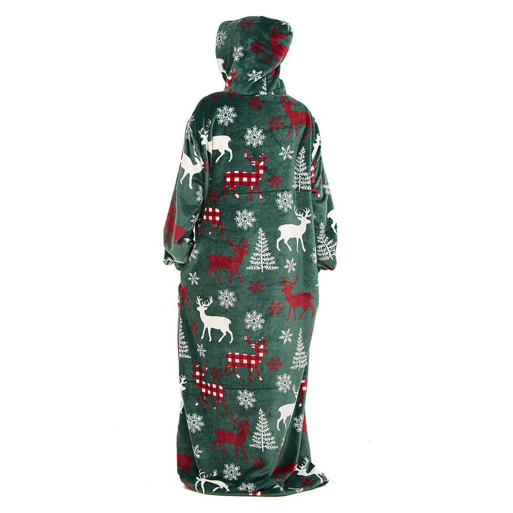 Snuggs Wearable Blanket Monk Green Christmas Deer