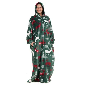 Snuggs Wearable Blanket Monk Green Christmas Deer