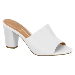 White Slide Block Heels