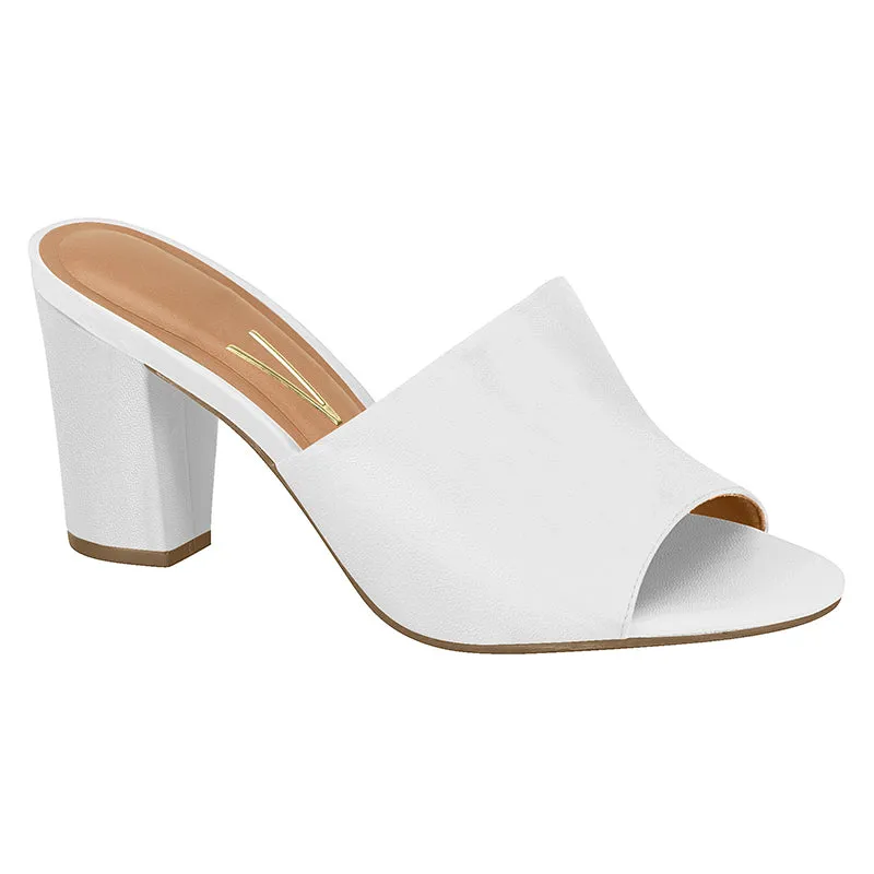 White Slide Block Heels