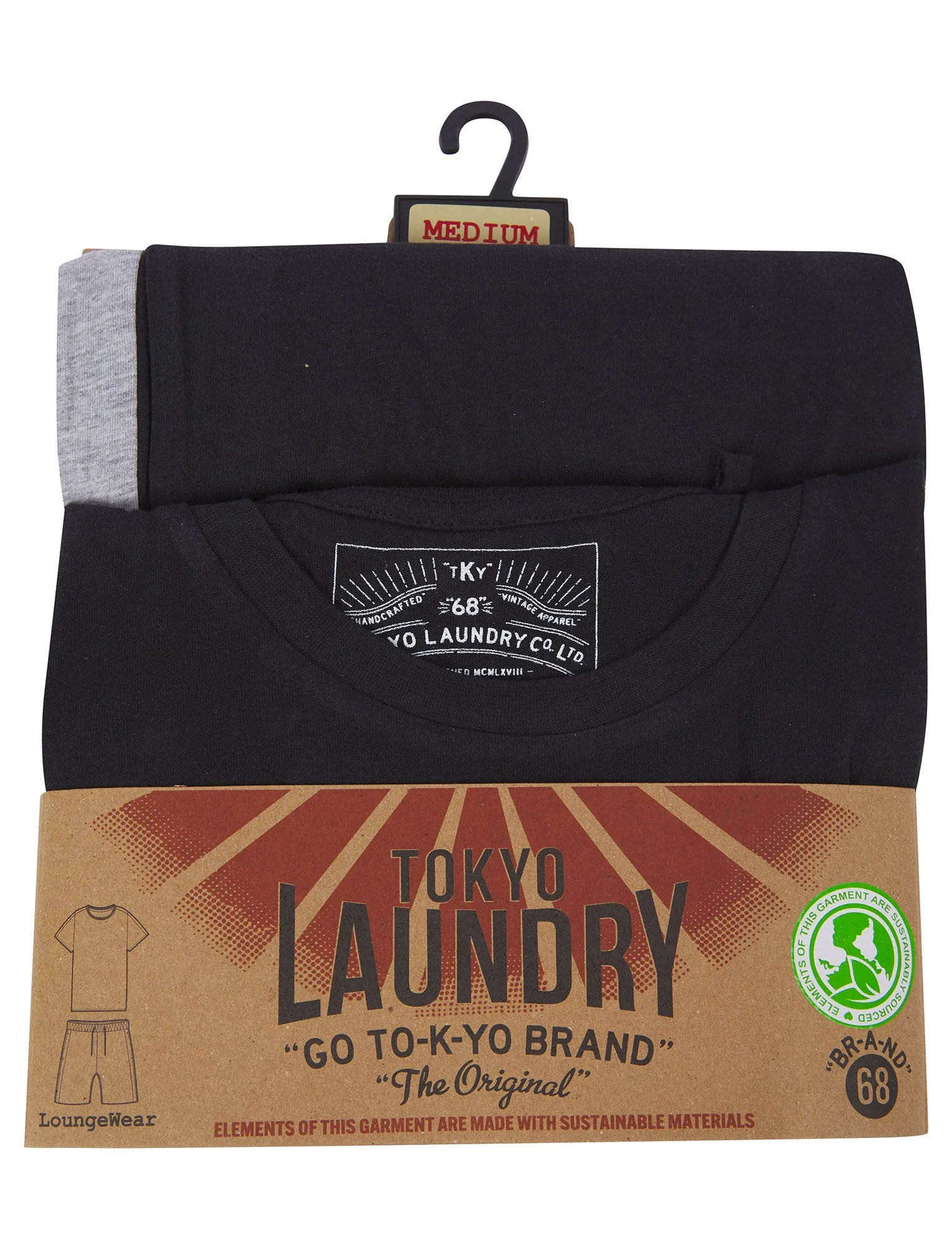 Withington 2pc Cotton T-Shirt and Shorts Lounge Set in Jet Black - Tokyo Laundry